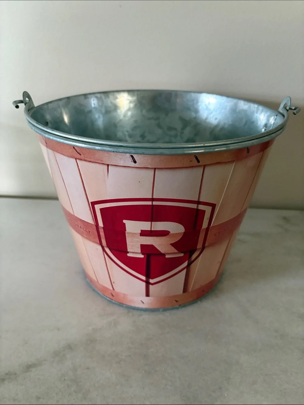 Decorative Redd’s Apple Ale bucket - Peach & Red